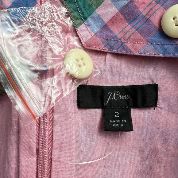 J.Crew Plaid Pleated Apron Sun Dress Size 2 Cotton Poplin Retro Preppy Pinup - Picture 7 of 9
